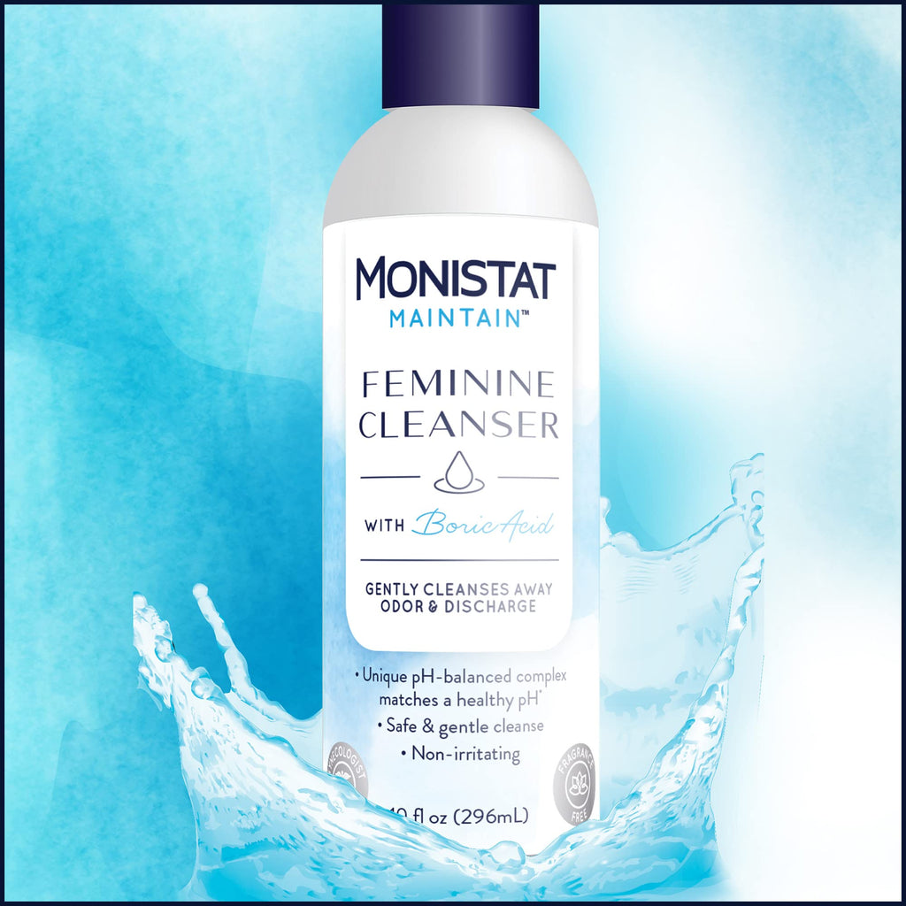 Monistat Boric Acid Feminine Wash, Fragrance-Free Intimate Wash for Women with Gentle pH-Balanced Formula, 10 Fl Oz (Pack of 2)