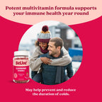 BeLive Elderberry Gummies with Vitamin C, D3 and Zinc - Multivitamin Supplement for Immune Health Support for Kids & Adults - 50 Count - Raspberry Flavor