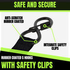 Retractable Ratchet Straps, 4-Pack, 1 Inch x 12 Feet Heavy Duty Tie Downs, 1760lb Break Strength, Self Retracting for Truck, Cargo, Trailer, Motorcycle, ATV, UTV (Black-Green, 4pack)