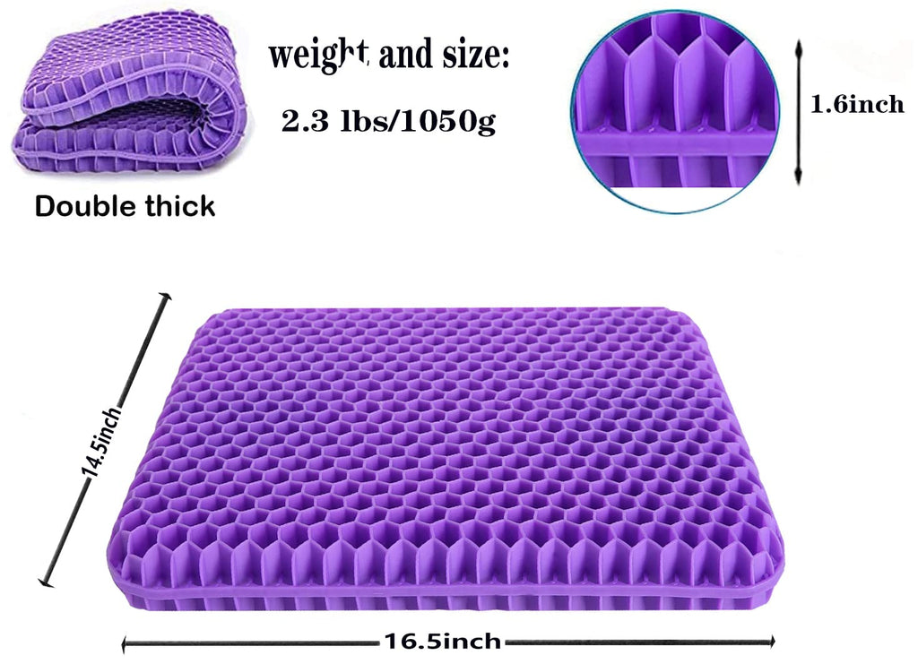 NC Gel Seat Cushion, Breathable Honeycomb Design Seat Cushion ，Body Pressure Distribution Portable Seat Cushion，Gel Seat Cushion for Back Pain Suitable for Home Office Chair Car (Purple+Black)