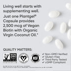 Sports Research® Biotin 2,500mcg with Organic Coconut Oil - Biotin (Vitamin B7) for Healthy Skin and Hair Support* - for Women and Men - Vegan, Non-GMO, Gluten & Soy-Free - 120 Veggie Softgels
