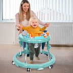 HolyBase Music and Lights Baby Walker Foldable with 9 Adjustable Heights, Baby Walker with Wheels Portable, Infant Toddler Walker for Baby Boy Girls 6-18 Months