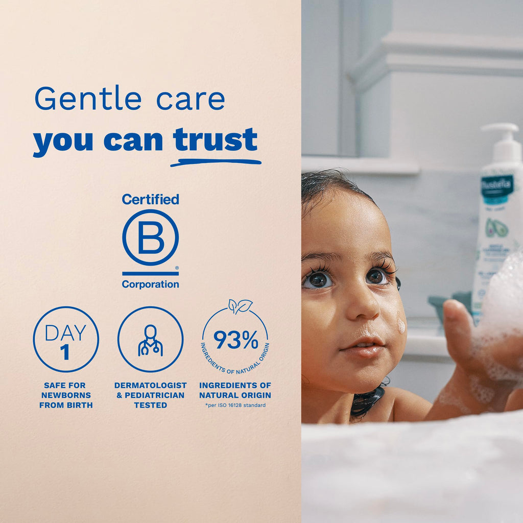 Mustela Gentle Cleansing Gel - Baby Wash for Delicate Skin and Hair - Newborn-Safe Cleanser - Crafted with Natural Avocado Perseose - Various Sizes - 25.35 fl. oz.