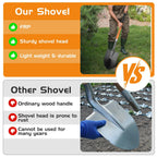 56-Inch Round Point Garden Shovel for Digging, Fiberglass Handle, Orange