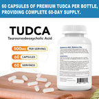 TUDCA 500mg Supplement, Liver and Gallbladder Support, Genuine Purified Bile Salts with Bitter Taste, Vegan, Gluten Free, Non GMO - 60 Capsules
