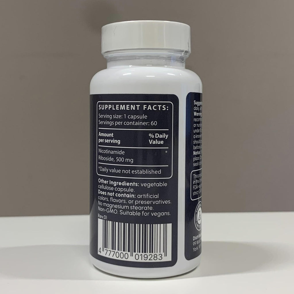 partiQlar Nicotinamide Riboside (NR) 500mg – NR Supplement for Cellular Health, Anti-Aging, Energy & Metabolism Support – 2-Month Supply (60 Capsules)
