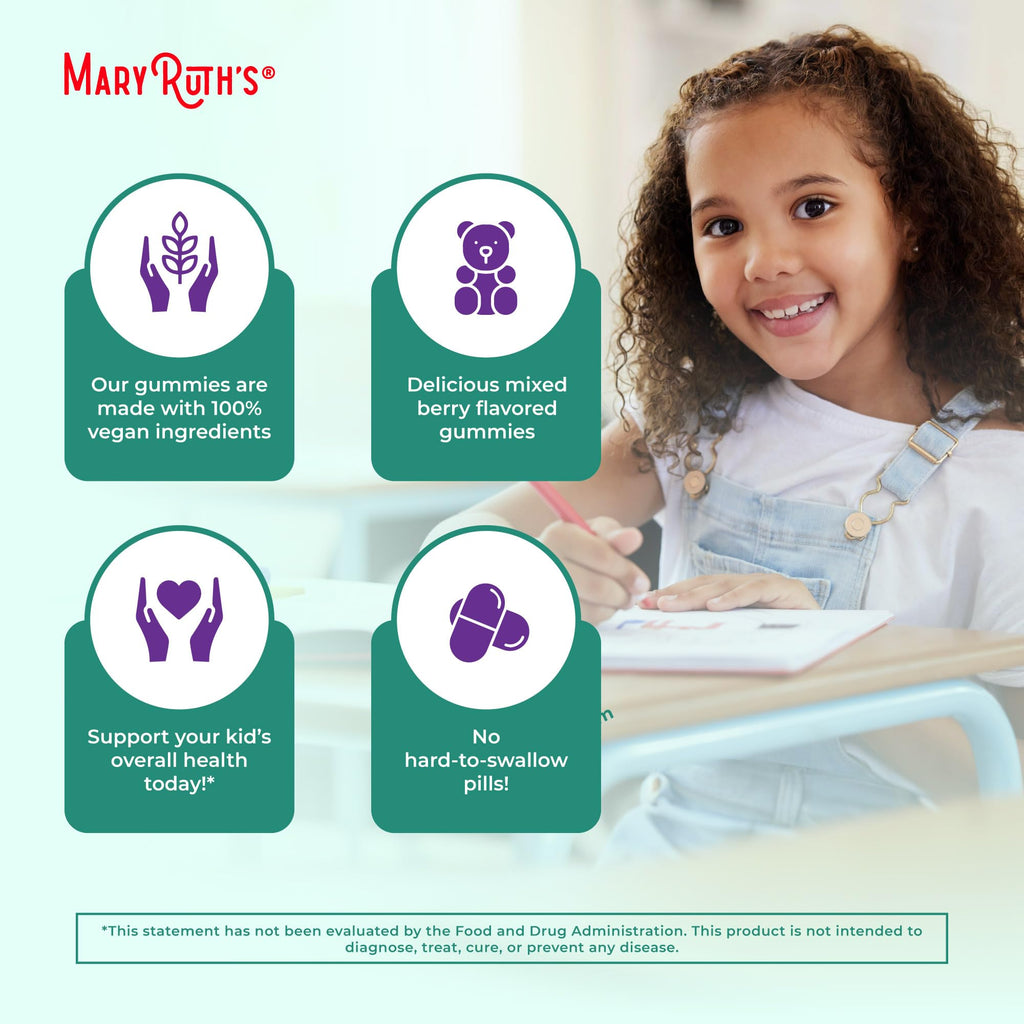 MaryRuth Organics Kids Immune Support Gummies | USDA Organic | Vitamin C, Zinc, and Elderberry Gummies for Kids| Immune Support for Ages 4+ | Vegan | Non-GMO | Gluten Free | 60 Count
