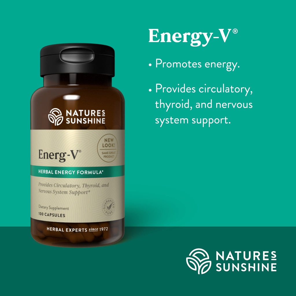 Nature's Sunshine Energ-V - Herbal Blend to Support Energy Levels (100 Capsules)