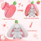 MIAODAM Bunny Stuffed Animal for Girls, Cute Strawberry Rabbit Bunny Plush