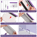 Baseboard Cleaner Tool with Handle, 60" Extendable Long Handle Baseboard Cleaner with 5 Reusable Pads for Baseboards Cleaning, Ceiling, Wall, Floor, Bathroom Kitchen