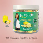 Three Lollies Preggie Drops Pregnancy Nausea Relief Drops with Vitamin B6 and Essential Oils, Morning Sickness and Queasy Stomach Support for Pregnant Women, Sour Lemon, 100 Count