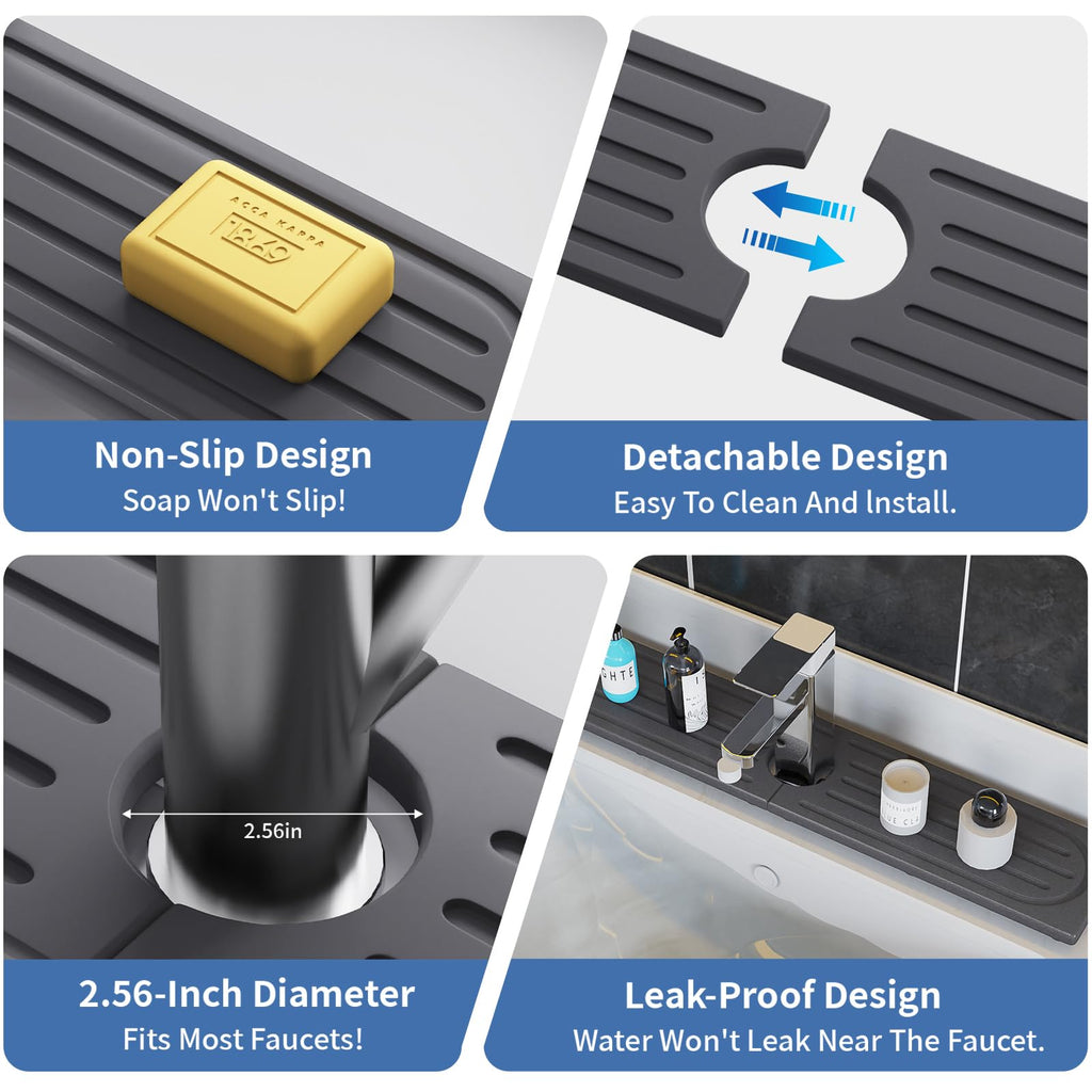 Stone Faucet Mat for Kitchen Sink, Water Absorbing Sink Water Splash Guard, Fast-Drying Kitchen Sink Faucet Mat, Durable Protector and Stone Drying Mat for Kitchen Counter & Bathroom Sink