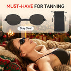 4 PCS Red Light Therapy Glasses, Half - clear Eyes Protection for Tanning Bed Goggles, Safety Glasses for Sunbathing & Laser Beauty Treatment, Black Wearing length adjustable Protective Goggles