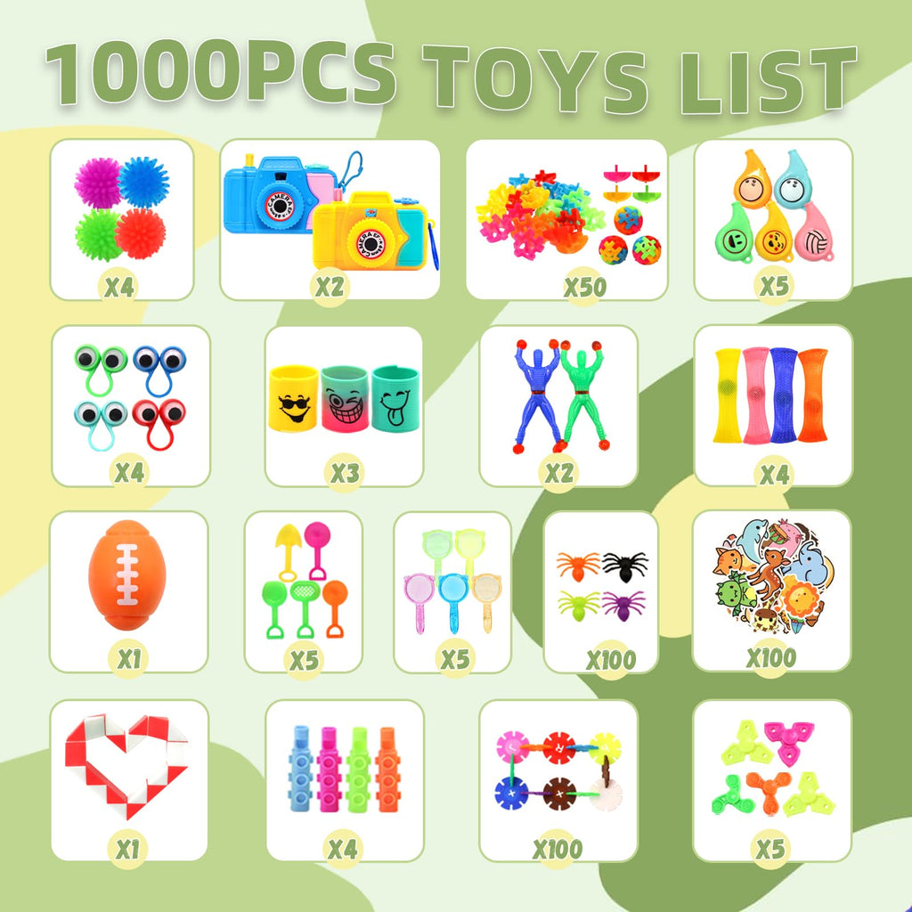 Kopiry 1000Pcs Kids Party Favors Bulk Fidget Toys for Goodie Bags Pinata Fillers, Treasure Box Toys for Classroom Prizes, Carnival Birthday Stocking Stuffers, Prize Box Toys for Boys Girls