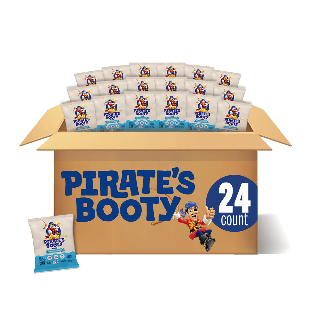 PIRATE'S BOOTY Aged White Cheddar Cheese Puffs Bags, .5 oz (24 Count)