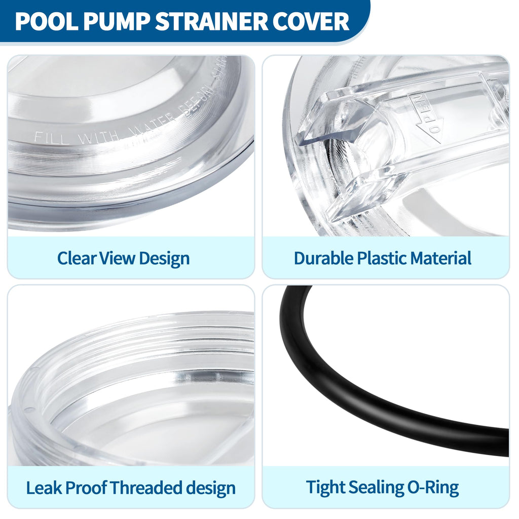 SPX3100D Pump Strainer Cover Compatible with Hayward Super II Pumps SP3000 SP3000X Series, Thread Pool Pump Lid with Strainer Cover O-Ring SPX3000S Compatible with Hayward Chlorine & Bromine Feeders