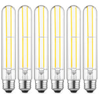 Gozelux 7.3 Inch Long Tubular Vintage LED Edison Bulbs, 6W, Equivalent 60W, High Brightness Daylight 5000K, T10 LED Filament Bulbs with 90+ CRI, E26 Medium Base, Dimmable, Clear Glass, Pack of 6