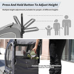 EchoSmile 4 Wheels Pet Stroller, Dog & Cat Stroller for All-Season, Lightweight Carrier with Storage Basket, Adjustable Handle, Removable Pad, Breathable Mesh, Up to 135 lbs, Grey