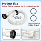 Conderyang 24inch 1 1/2" Pool Sand Filter Pump Hose For Above Ground Pool 2ft 1.6 Inch Eva Pool Sand Pump Replacement Hose For Saltwater Systems And Sand Filters (White)