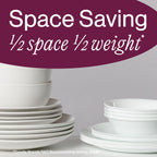 Corelle Vitrelle 18-Piece Service for 6 Dinnerware Set Triple Layer Glass and Chip Resistant, Lightweight Round Plates and Bowls Set, Winter Frost White