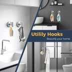 QQK Heavy Duty Suction Cup Hooks for Glass Window,Tile,Mirror,Removable Shower Hooks for Inside Shower,Metal Towel Hooks for Bathroom,4 Pack(Silver)