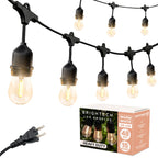 Brightech Ambience Pro - Waterproof LED Outdoor String Lights - 15 Hanging, Dimmable 2W Vintage Edison Bulbs - 48 Ft Commercial Grade Patio Lights Create Cafe Ambience in Your Backyard