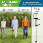 Cane Hero Walking Cane, Ready Walker Cane with Light and Alarm, Smart Walking Cane for Women, Adjustable Suitable for Arthritis Disabled and Elderly, with Cushioned T Handle and Swivel Four Pedestal