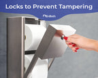 Commercial Toilet Paper Dispenser, 2 Roll Stainless Steel Toilet Paper Holder. Wall Mount, Locking Tissue Dispensers for Bathroom/Restroom
