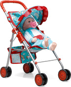 fash n kolor® - Doll Stroller My First Baby Doll Strollers Toy - Flower Design with Basket in The Bottom- Doll Accessories 2 Free Magic Bottles Included (Unicorn Design)