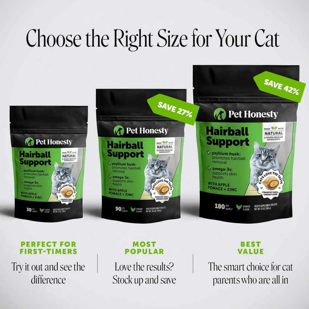 Pet Honesty Vet Backed Cat Hairball Remedy Chews, Chicken, 90-Day Supply