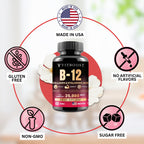 VITBOOST B12 Methylcobalamin with Hyaluronic Acid, Collagen, and Folate – 25000 mcg Supplement Enhance Absorption & Boost Energy | Gluten-Free, Made in USA, B1, B2, B3, B6, B7 Complex - Pack of 2