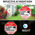 Faittoo Security Sign Video Surveillance Sign with 36" Stake for Outside, 2-Pack 12"x12" Rust Free Heavy Aluminum, Reflective, Fade Resistant, 2 pre-drilled holes, Includes Matching Screws & Wrench,