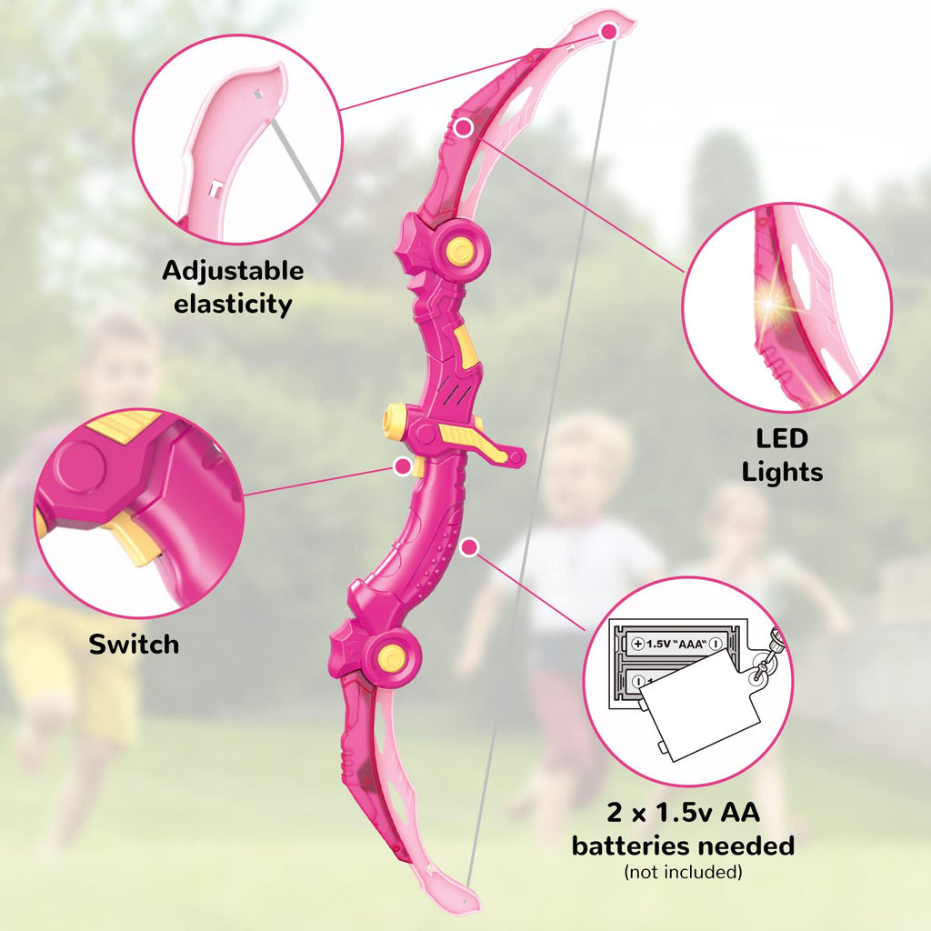 Bow and Arrow Toys for Kids, 2 Pack LED Light Up Archery Set Outdoor Indoor