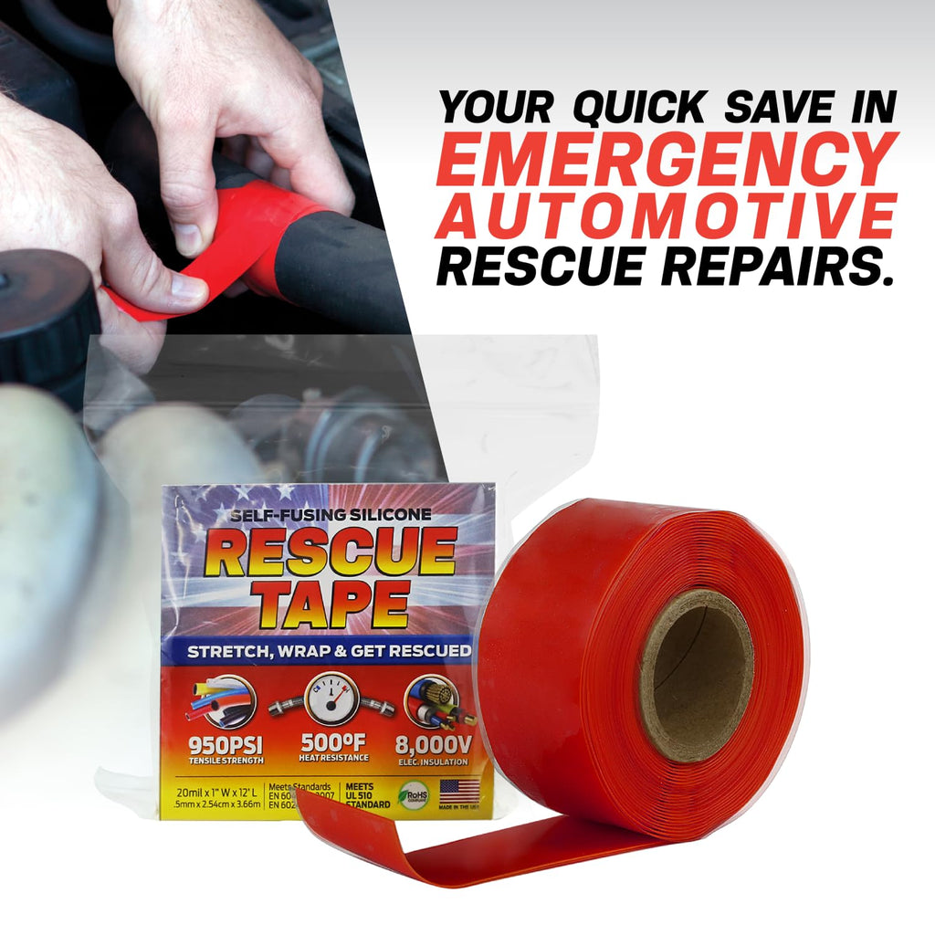 Bond It Rescue Tape, Self-Fusing Silicone Repair Tape, 1 in x 12 ft, Black