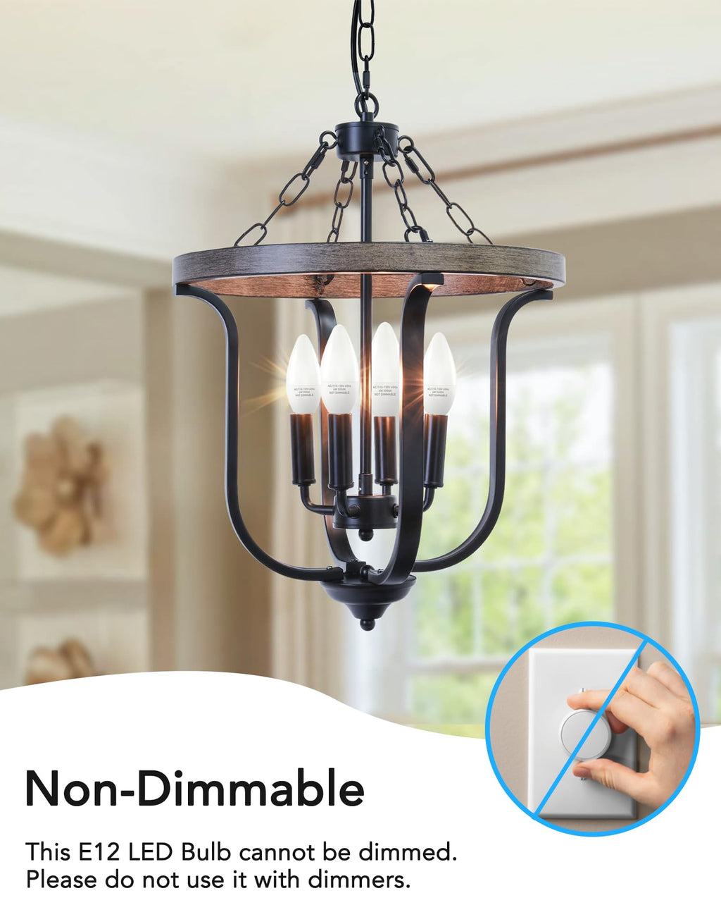 PARTPHONER E12 LED Light Bulbs B11 Candelabra Bulbs 60W Equivalent, Non-Dimmable 6W LED Candle Chandelier Bulb 600 Lumen, 5000K Daylight White, Pack of 24