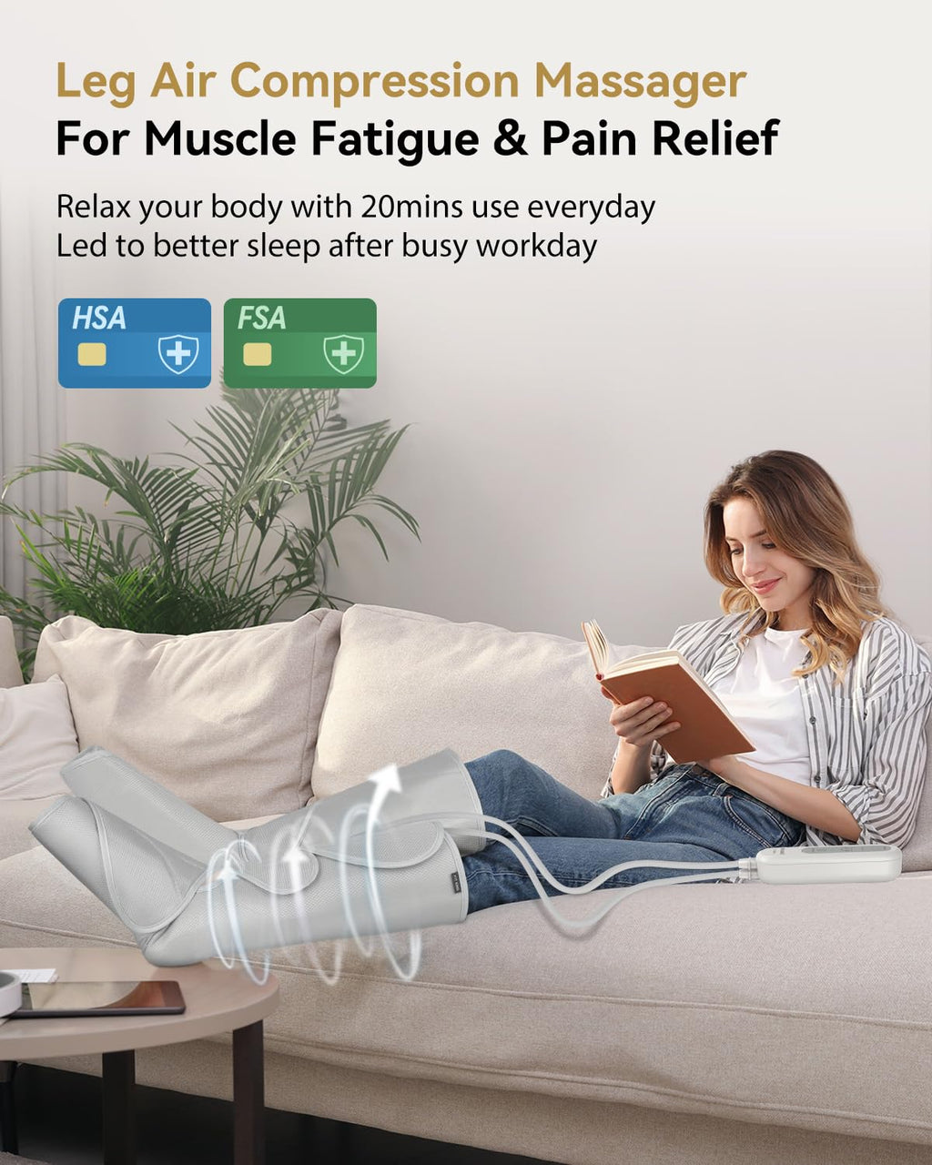 FIT KING Air Compression Leg Massager, Pneumatic Compression Boots for Circulation & Pain Relief, Swelling, Edema, RLS - Foot and Calf Massager Gift for Mom Wife