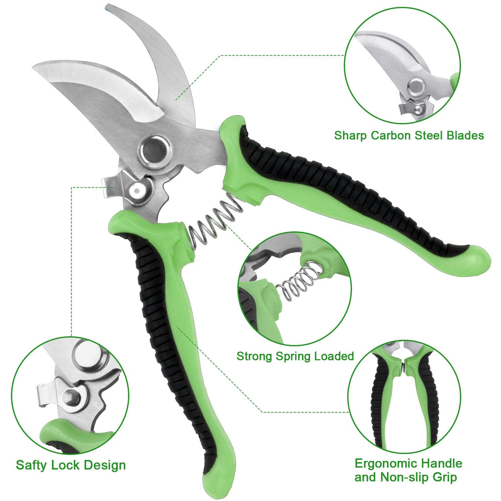 Garden Tools Set, 8 Piece Gardening Tools Set with Non Slip Ergonomic Handle, Heavy Duty Garden Tool Set with Storage Bag, Gardening Kit for Women, Garden Hand Tools Gift, Green