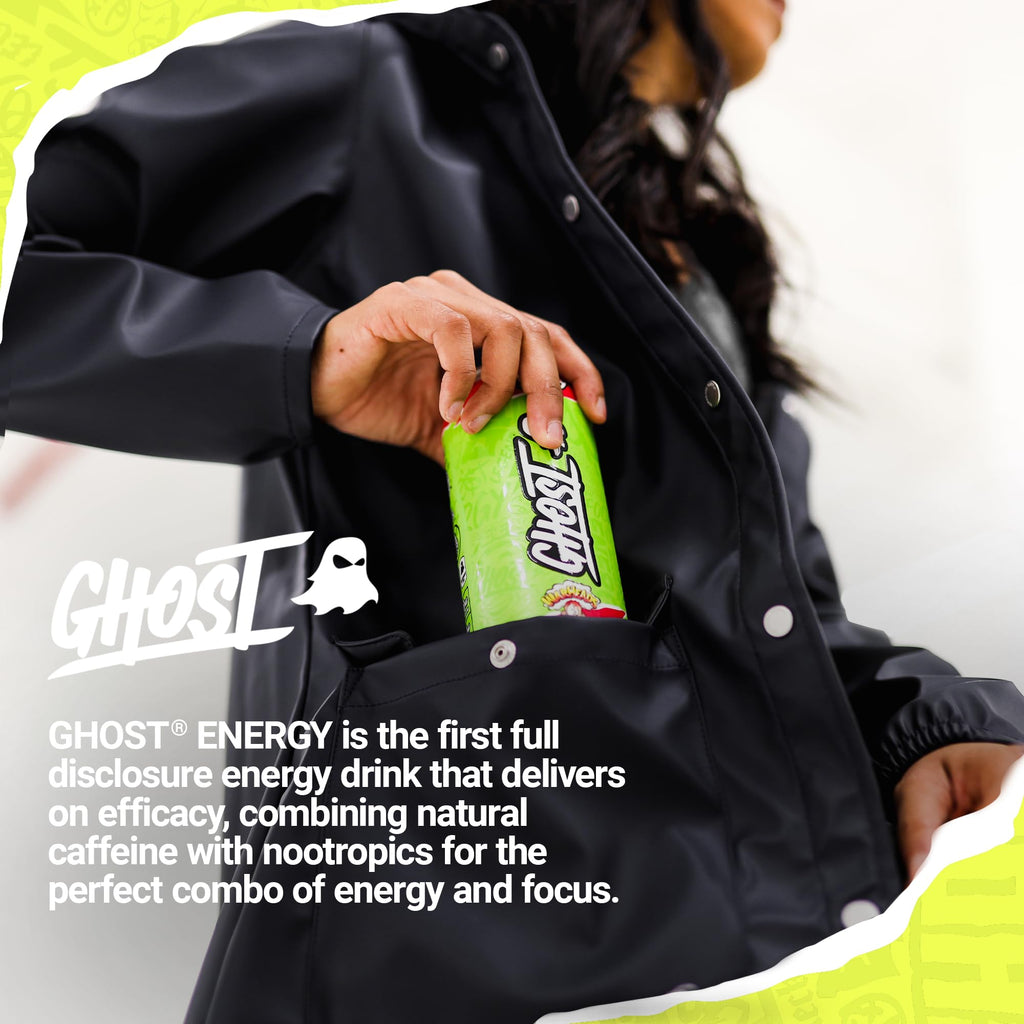 GHOST Energy Drink, Zero Sugars, 12-Pack, Warheads Sour Watermelon, 16oz