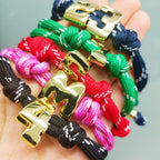 Custom Bubble Number Bracelet, Personalized Numbers Knotty Rope Bracelets
