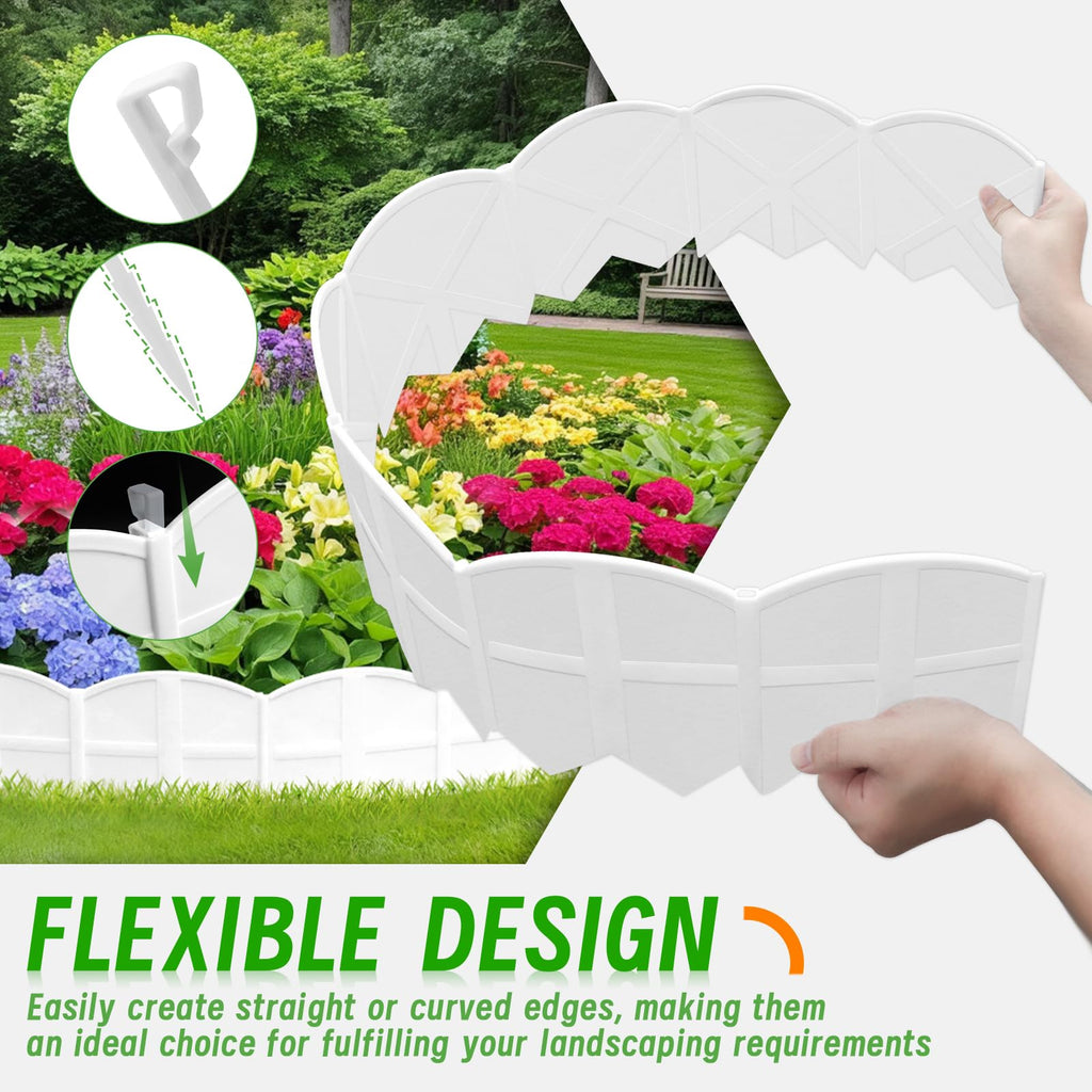 30Pcs 30Ft White Landscape Edging Border Decorative Garden with Stakes Kits