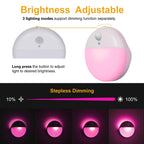 YUNLEX 2 Pack Pink Battery Night Light, Motion Activated Night Light, 2.6" Small Sticky Lights, 3 Light Modes, Dimmable Soft Glow for Bedroom, Nursery, Baby, Kids, Sleep, Soothing Fear of The Dark