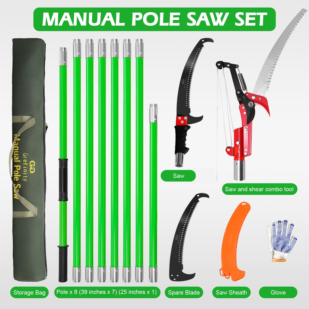 Manual Pole Saw, 27 Ft Tree Pruner with Scissors