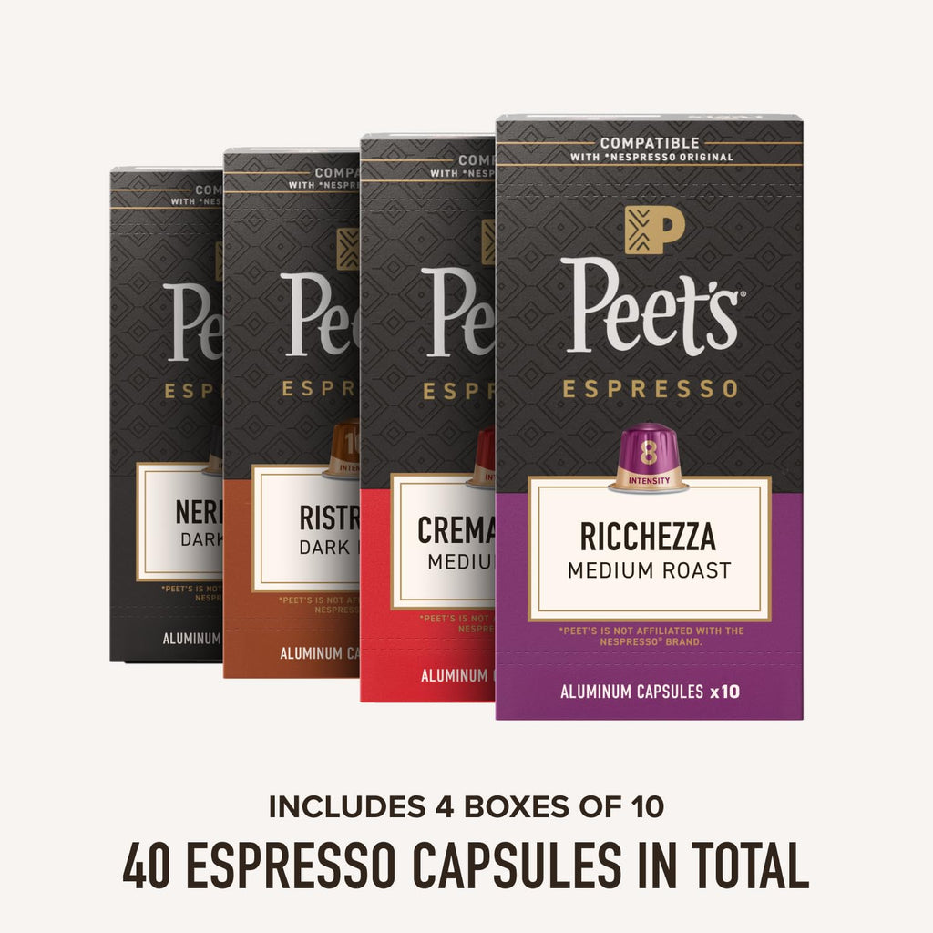 Peet's Coffee Espresso Capsules, Classic Variety Pack, 40 Count
