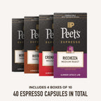 Peet's Coffee Espresso Capsules, Classic Variety Pack, 40 Count