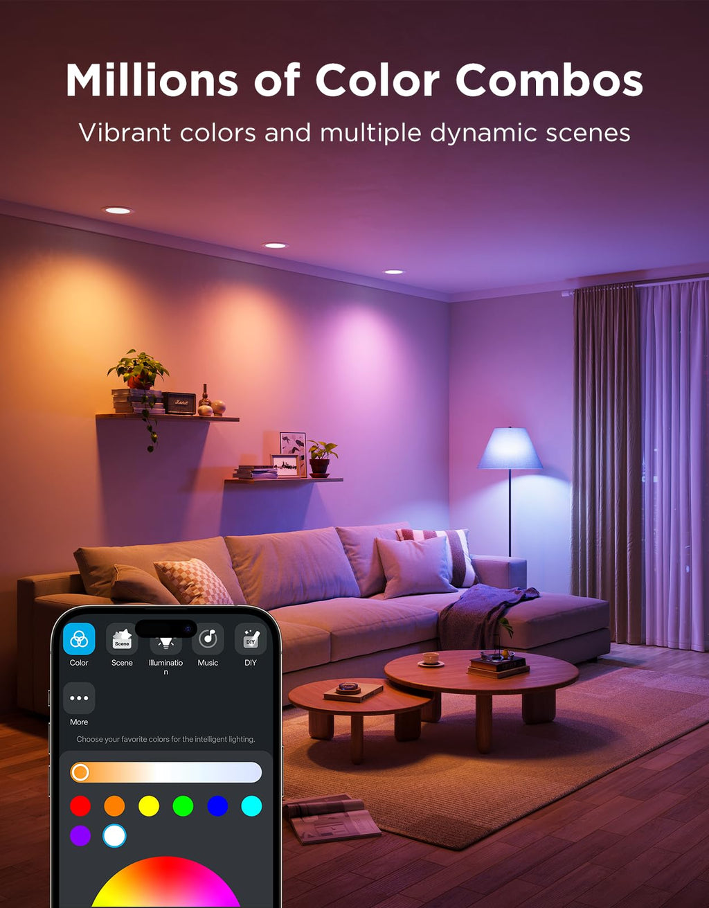 Govee BR30 Smart Light Bulbs, LED Light Bulb Works with Matter, Alexa and Google Assistant, RGBWW Color Changing Flood Light Bulbs, 850 LM, Recessed Can Light Bulb for Bedroom, Living Room, 4 Pack