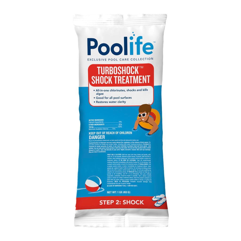 Poolife Turbo Shock to Eliminate Algae, Bacteria & Cloudy Water - Strongest 78% Calcium Hypochlorite Pool Shock - Fast-Dissolving, No Pre-Mixing - Safe Chlorine Shock for All Surfaces - 6 X 1lb Bag