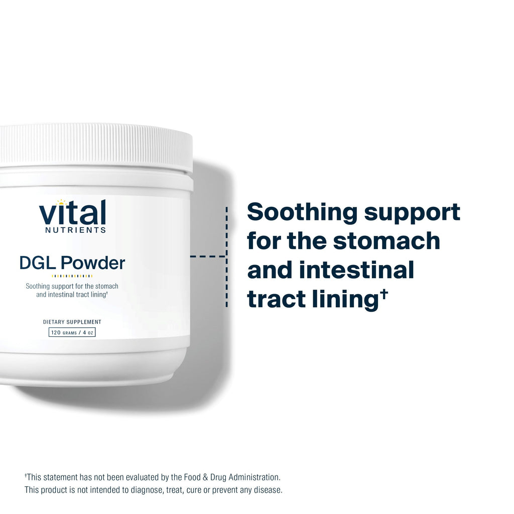 Vital Nutrients DGL Powder - Vegan DGL Licorice Root Extract to Support Healthy Stomach Lining and Digestive Tract* - Gluten, Dairy, Soy Free - Non-GMO - 120g
