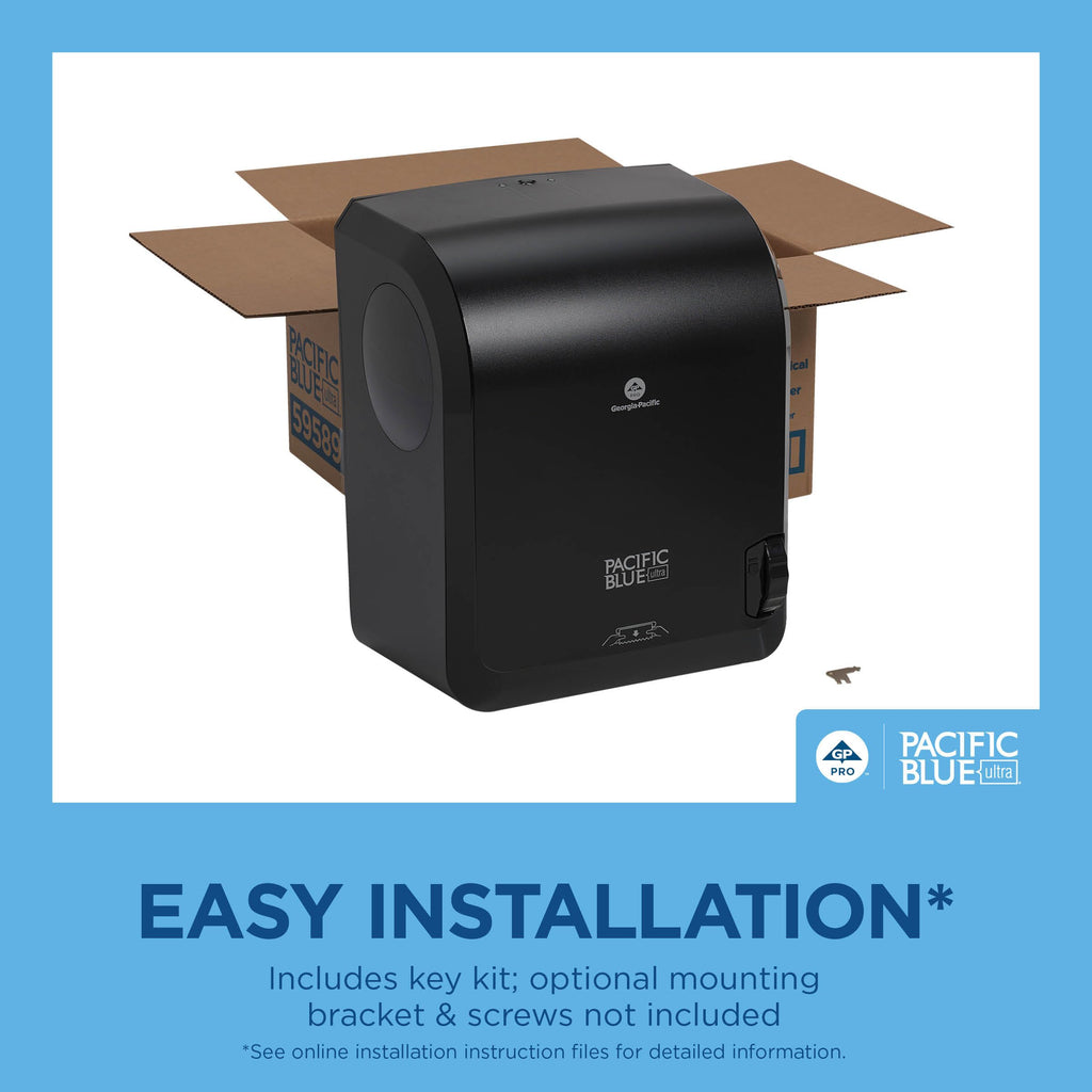 Pacific Blue Ultra 8" High-Capacity Mechanical Paper Towel Dispenser by GP PRO (Georgia-Pacific), Black, 59589, 12.9" W x 9" D x 16" H, 1 Dispenser