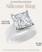 Rinfit Silicone Ring with Stone, Princess Cut CZ - Wht/Sil, Size 7