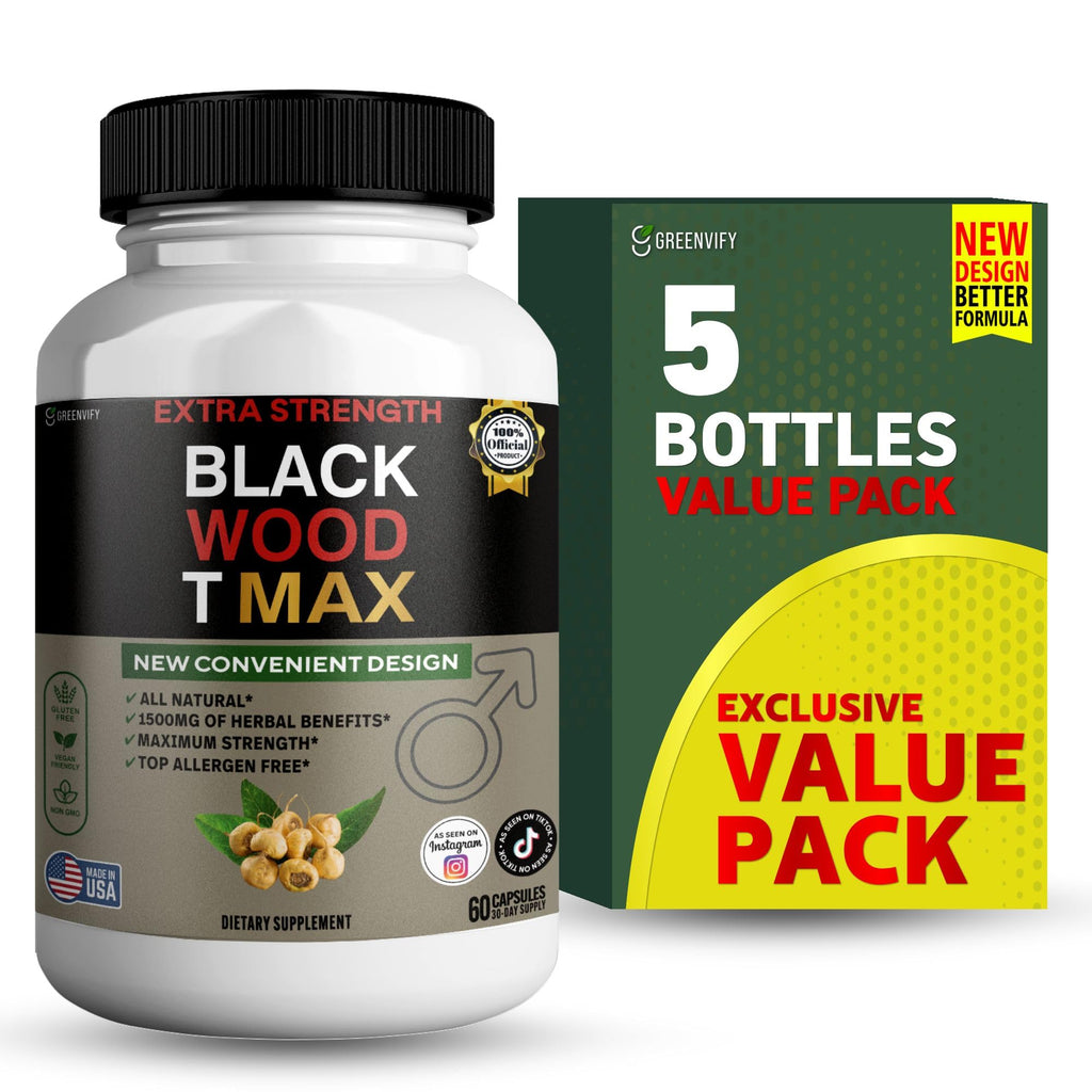 GREENVIFY Black Wood T Max, Extra Strength, 60 Capsules, 30 Day Supply (5)